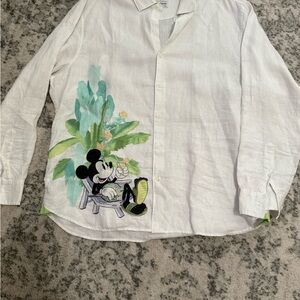 Tommy Bahama White Shirt with Lime Green Collar